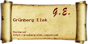 Grünberg Elek névjegykártya